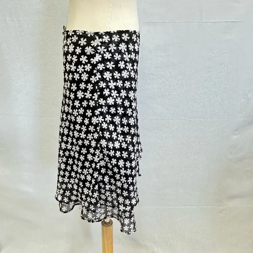 Vintage Y2k Soft Works Petites black & white  layered knee length skirt size 2‎
